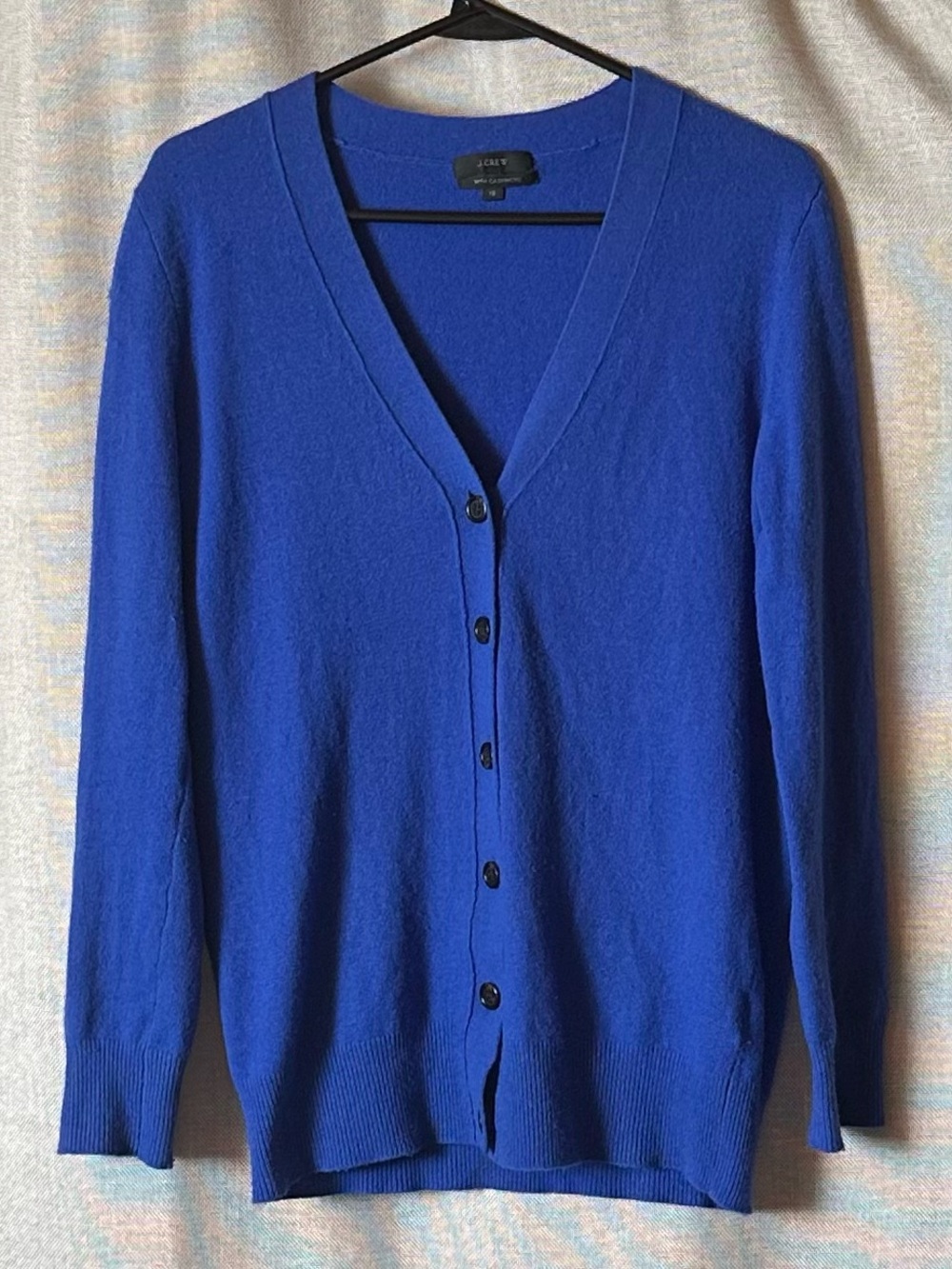 J. Crew•cobalt blue button-down cardigan•XS•wool/nylon/cashmere•v-neck•colorful